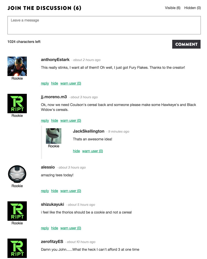 RIPT Apparel's NEW comment system
